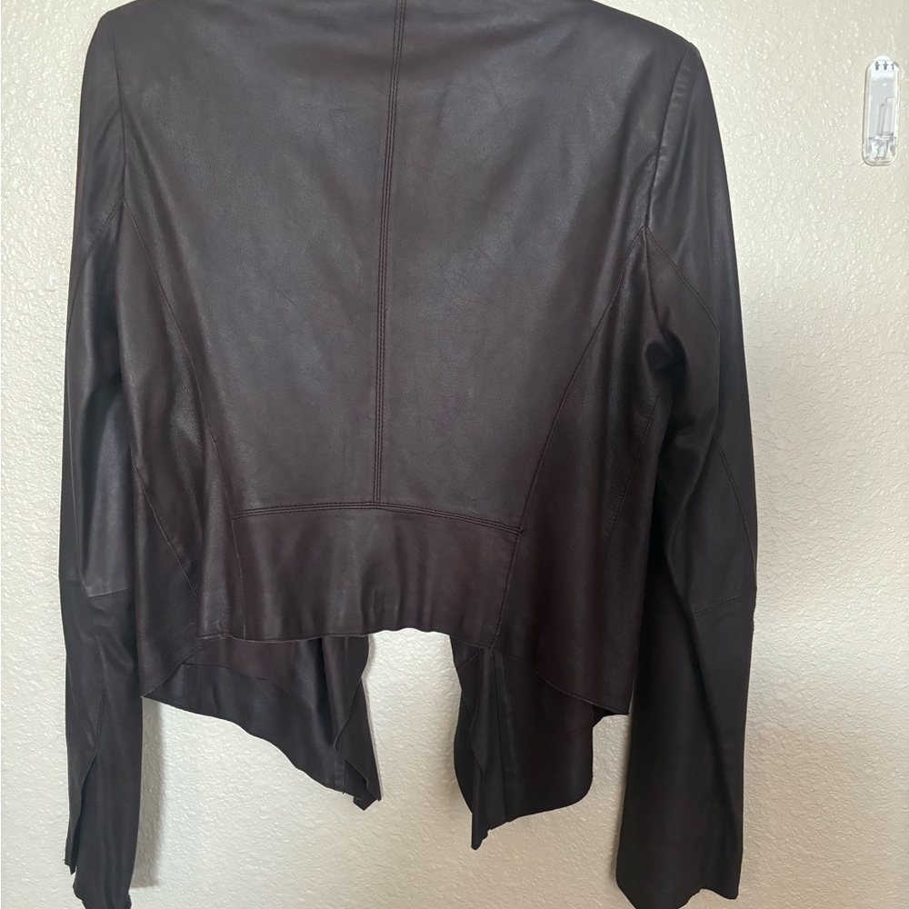 Lamarque Brown Leather Jacket Structured Shoulders - image 3